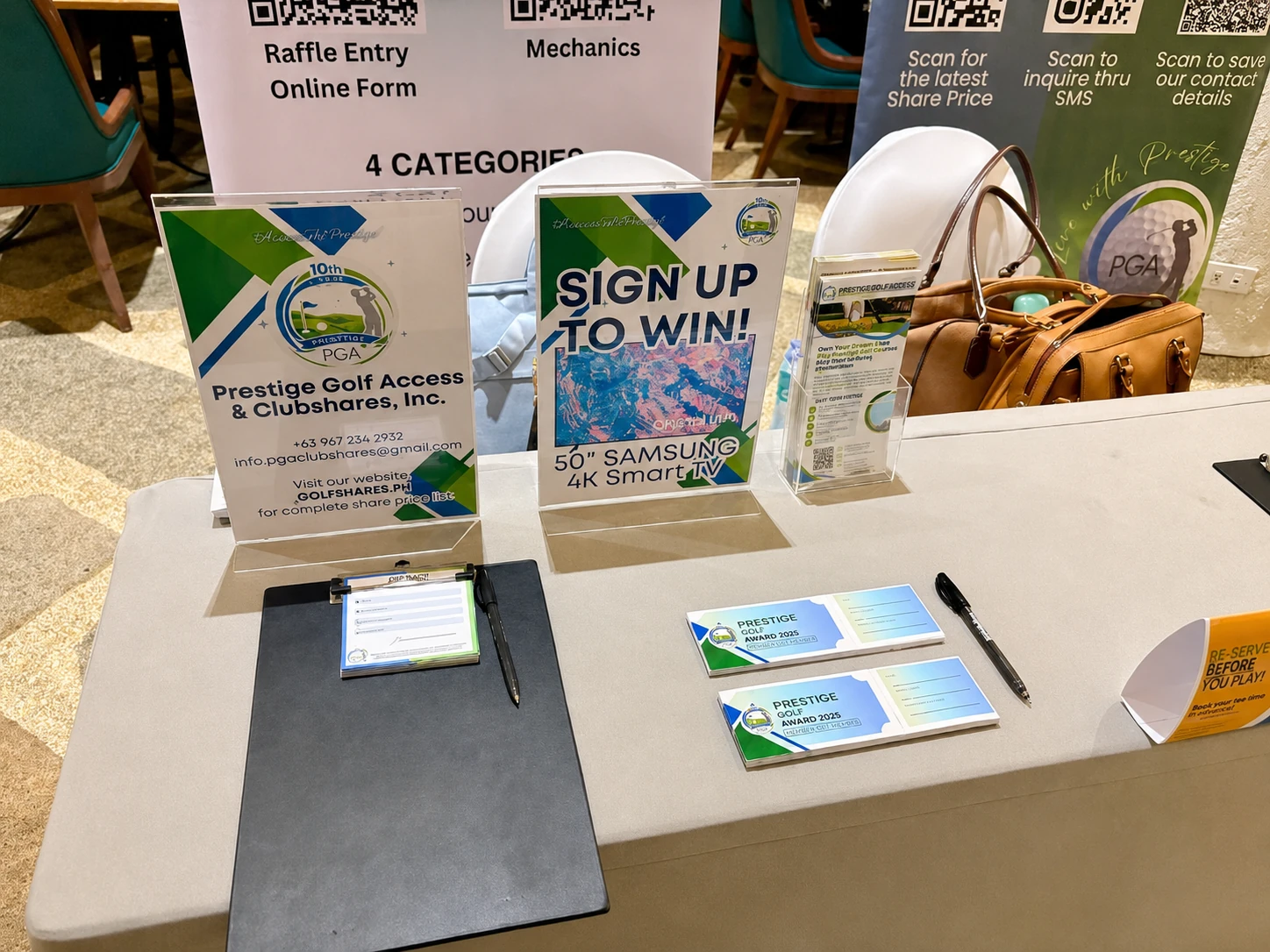 PGA event registration and raffle booth